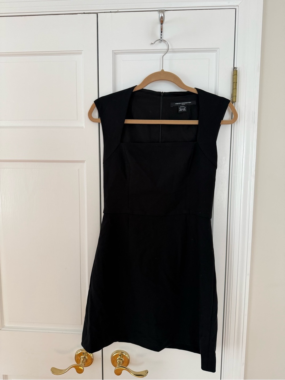 French Connection Black Cap-Sleeve Sheath Dress